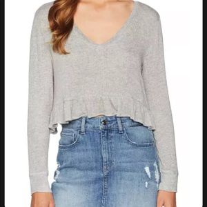 NWT. BB Dakota Short Sweet Sweater Knit Cropped Ruffle Top
